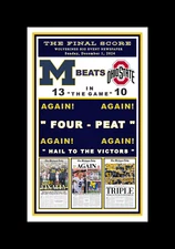 MICHIGAN WOLVERINES BEATS OHIO STATE IN 2024 FOUR PEAT MATTED PIC OF NEWSPAPER#3