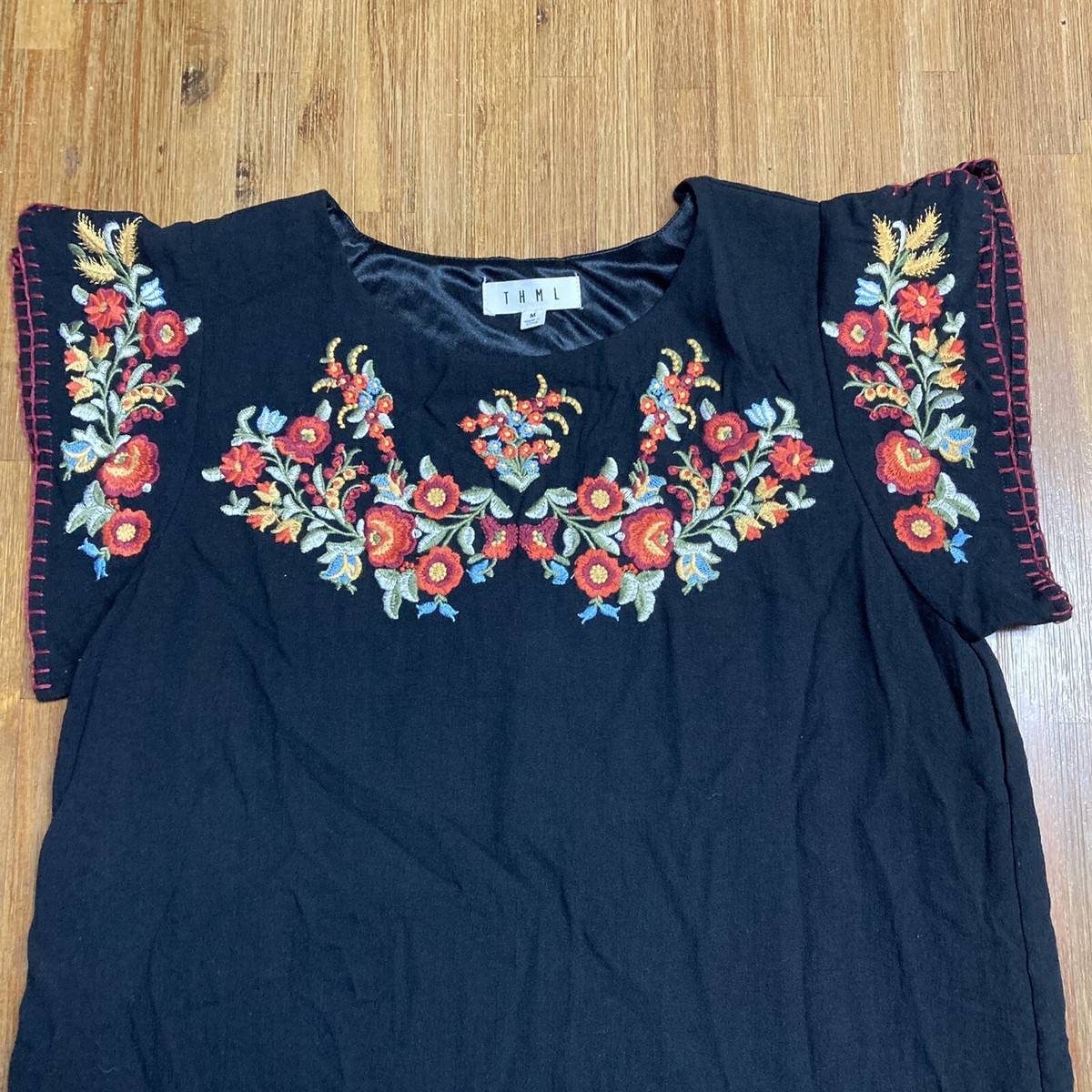 THML Embroidered Floral Shift Black Dress, Womens Size M, Lined, Rayon | eBay THML Embroidered Floral Shift Black Dress, Womens Size M, Lined, Rayon | eBay