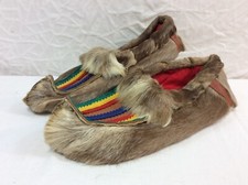 Vintage Norwegian Style Sami Slippers Moccasins  Felt  Reindeer