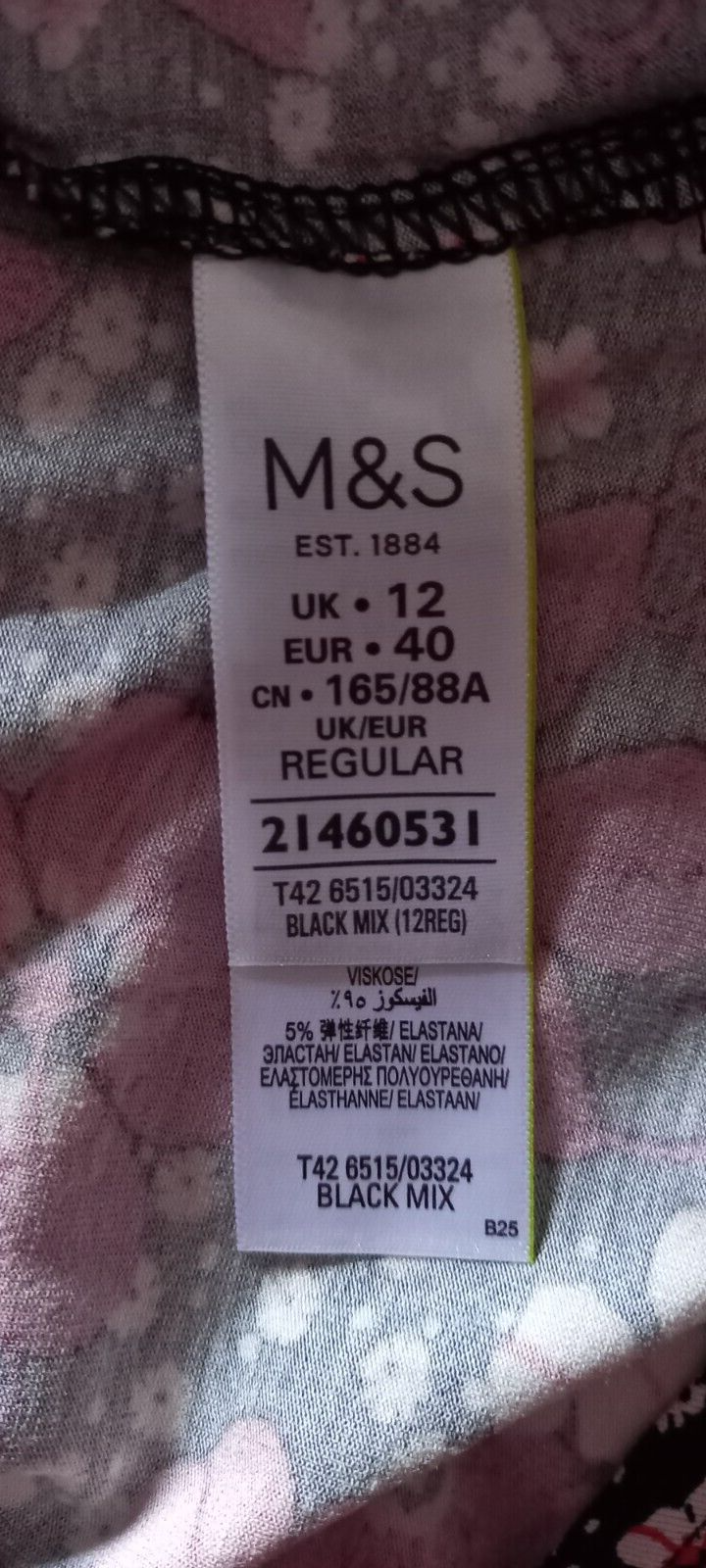 2 M&S Collection ladies black/blue mix floral jersey dresses size 12