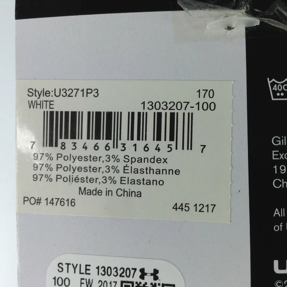 Under Armour Heatgear экипажа носки 3 Pk молодежи 13.5K-4Y женщин 4-6 белый новый - Изображение 3 из 3