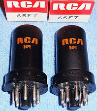 2 NOS RCA 6SF7 Vacuum Tubes - AVC Detector Amplifiers for Vintage AM Radios