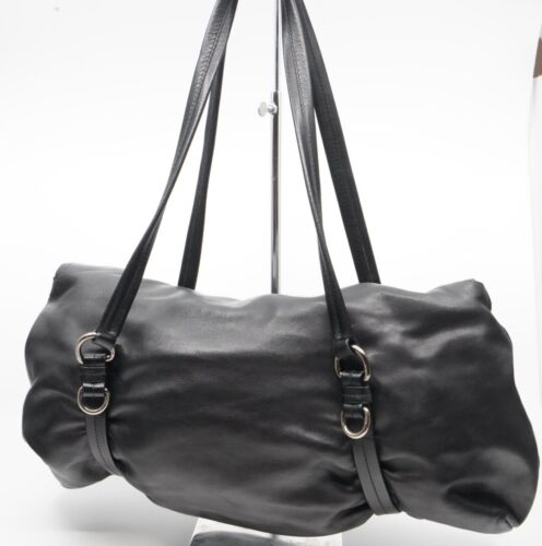 SUPER RARE!!!! VINTAGE Prada Shoulder Bag VITELLO BELT Leather Black - Picture 2 of 12