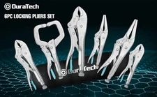 DURATECH 6PC Locking Pliers Set Chrome Vanadium Steel Oxford Rolling Pouch