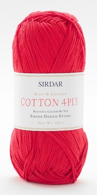 Sirdar Cotton Ply 100g Ball Pack Offer 541 Refreshing Red UK - Main Image