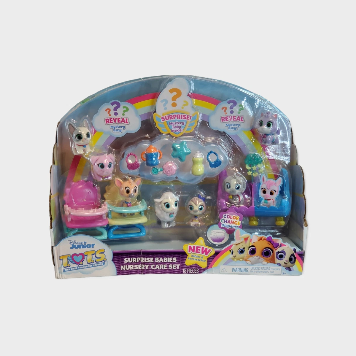 Disney Junior T.O.T.S. Surprise Babies Nursery Care Set, 18 Pieces, by Just Play