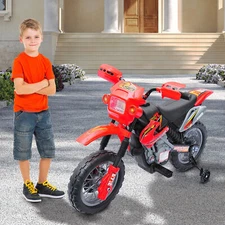 6V Electric Kid Ride on Car Dirt Bike Battery Motorcycle Toy w/ Training Wheels