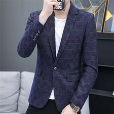 Men Formal Work Blazer Jacket Business Casual Button Slim Fit Suit Coat Tops