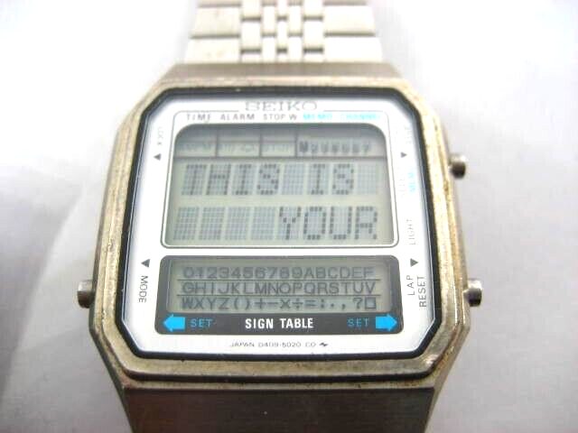 Vintage 1980s Seiko Smart Watch Memory Sign Table Digital D409