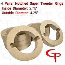 Notched Super Tweeter Door Pod Baffle (4 Pair) Speaker rings spacer GP Car Audio