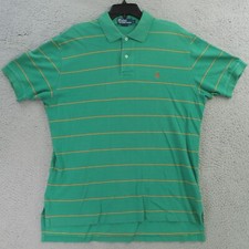 Ralph Lauren Polo Shirt Mens Large Green Orange Short Sleeve Pony Golf Classic