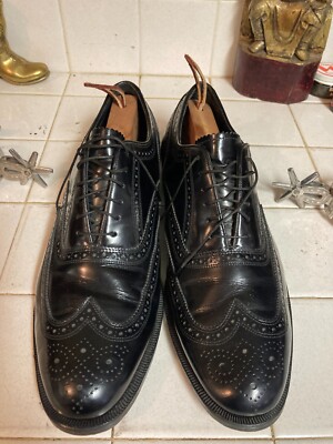 FLORSHEIM BLACK CLASSIC WING TIP LACE UP URBAN CITY POWER SHOES 11 D