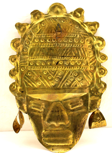 Vintage 16" Copper Tin Aztec Mayan Central America Wall Hanging Art Mexico Peru? - Picture 3 of 6