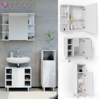 BadmöBel Set Spiegelschrank Unterschrank Badschrank Fynn Weiß Hochglanz Vicco