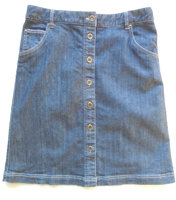 NOA NOA - DENIM SKIRT - (M) FITS UK 12 - BUTTON UP FRONT - DARK BLUE