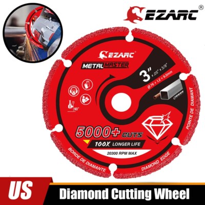 EZARC Diamond Cutting Wheel 3 x 3/8 Inch Inch for Metal Cut Off Wheel 5000+ Cuts