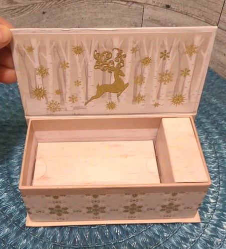 Gold Reindeer Snow Music Box Christmas Gift Card Punch Studio Soap 17164 EMPTY - Picture 8 of 11