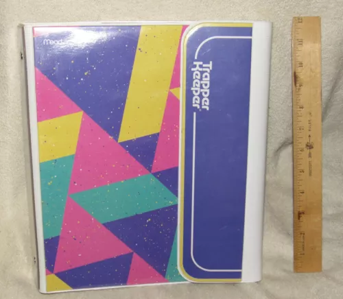 Vintage 1990 Mead TRAPPER KEEPER Designer Series Binder Abstract Colored Math