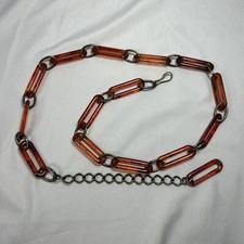 1970s Tortoiseshell Plastic Acrylic Link Belt 31-37  Vintage Chain belt