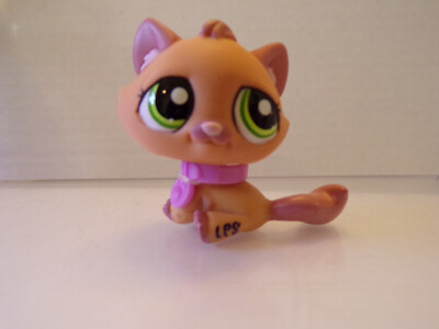Littlest Pet Shop~#1710~Kitty Cat~Orange Mauve~Green Eyes~Collar~Festive Friends