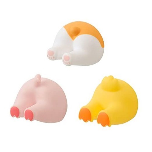 3 Pack Wall Toothbrush Holder, Multi-Purpose Animal Tail Pink+yellow+white