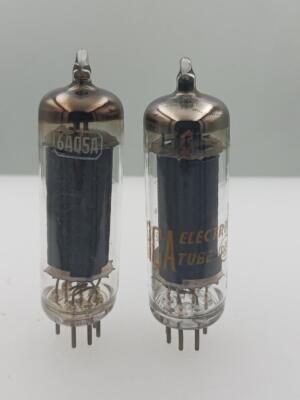 Pair RCA 6AQ5A Test NOS 4150gm & 4100gm Black Plate Halo Get Serious Tubes T311