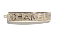 BNIB Authentic CHANEL Metal Strass Crystal Gold-Tone Hair Clip