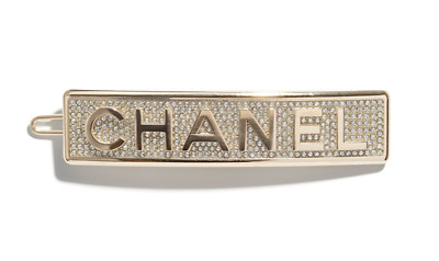 BNIB Authentic CHANEL Metal Strass Crystal Gold-Tone Hair Clip