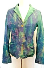 Vince Leather Blazer Moto Bomber Jacket Blue Ivory Gray Navy 6 8 10 Small Beige