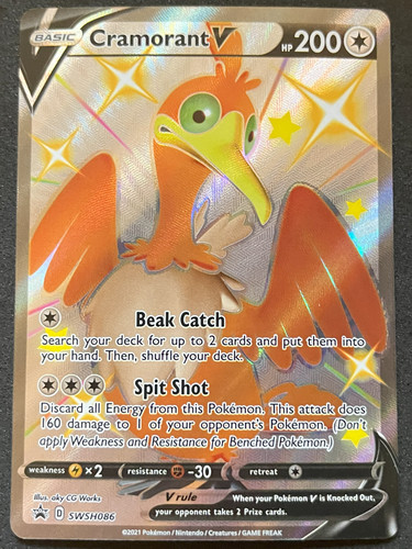 Cramorant V Pokemon Sword & Shield SWSH086 Shiny Full Art Black Star Promo NM