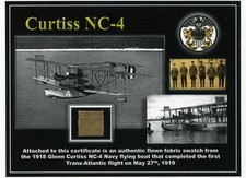 Curtiss NC-4 Genuine Piece of Original Fabric...