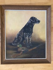 Rosalie Winterberger 1964 vintage painted black lab labrador dog hunting duck