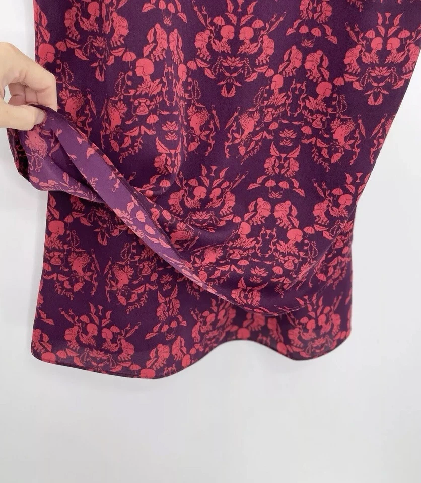 Blusa sin mangas camafeo en capas púrpura y rojo CAbi para mujer talla pequeña, preppy Foto 4 de 4