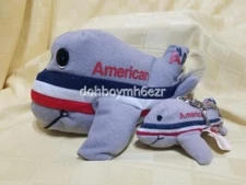 Vintage Advertising American Airlines Plane Plush Bean Bag Toy Keychain LOT