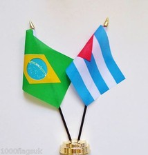 Brazil & Cuba Double Friendship Table Flag Set