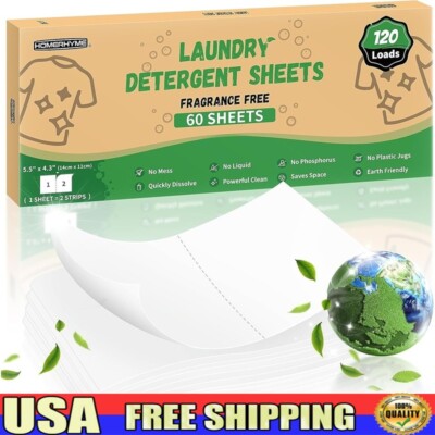 Eco Friendly Laundry Detergent Strips Unscented 120 Loads Travel Plastic Free US