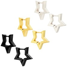 Pair - Star Surgical Steel Huggies Earrings