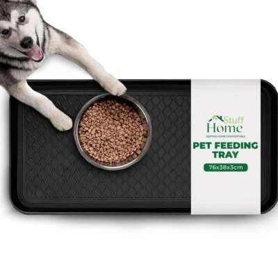 BOB MARTIN Cat & Dog Food Feeding Tray Non-Slip, Waterproof, Plastic, Black, 76x38x33cm