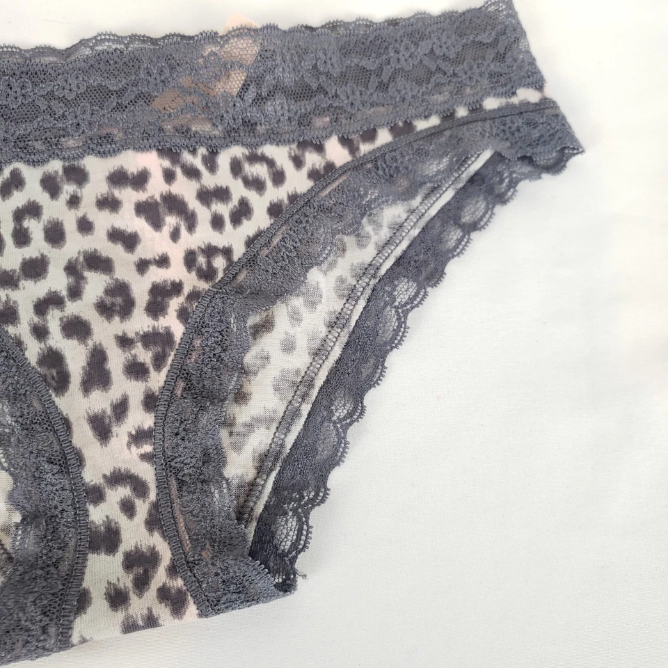 Bragas Cheekini Vintage Victorias Secret tiro bajo gris encaje leopardo 2015 nuevas con etiquetas Foto 3 de 4