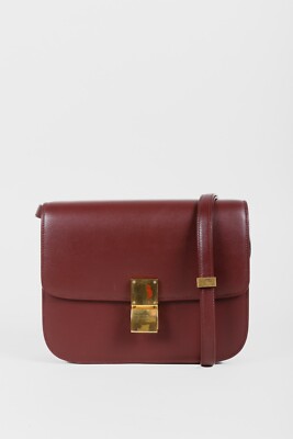 Celine Burgundy Box Calfskin Medium Classic Bag eBay