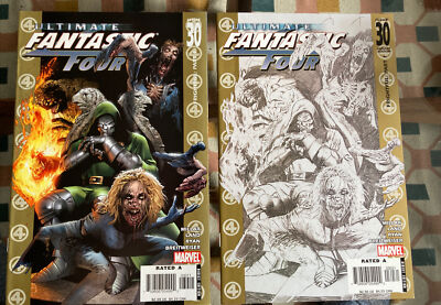 Marvel Ultimate Fantastic Four 30 Regular & Sketch Variant Cover Set Zombies
