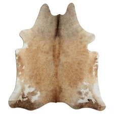 Premium Kuhfell Teppich XXL Rinderfell L195 x B220 cm beige karamell weiß K346