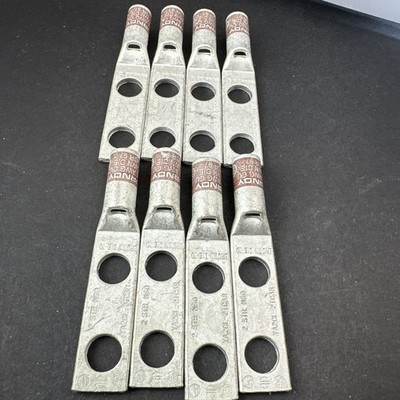 Lot of 8 Burndy YA2CL-2TC38 Copper Lugs 2 AWG 2 Hole 3/8 Brown