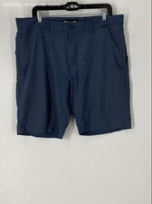 Travis Mathew Mens Blue Classic Pockets Flat Front Chino Shorts Size 36