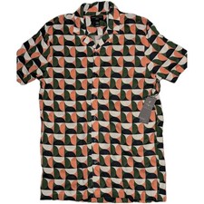 Shaquille O'Neal, Men's Geometric, Short Sleeve, , Big  Tall, Button-Down LT