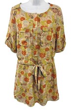 Vertigo Floral Print Women's Dress with Tie Waist, Size Med