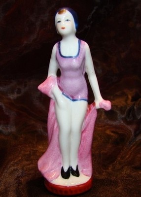 Art Nouveau Style Figurine Bathing Beauty Sexy Art Deco-German Style Porcelain