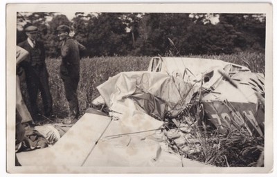 Vintage Flugzeugabsturz Unfall RPPC Postkarte datiert 1937 Flugzeuggeschichte