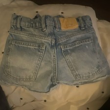 Zara Girls Distressed Cut-Off Denim Shorts Blue Size 8 Pockets Zip Casual