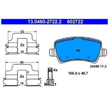 Satz Bremsbeläge Bremsklötze hinten für Land Rover Range L538 | 24238760